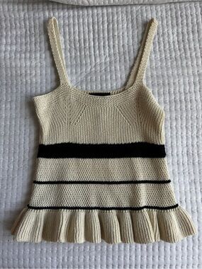 Zara Cream Tank Top with Black Stripes